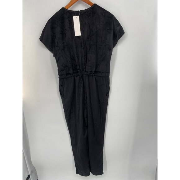 NWTNWT PIPER AND SCOOT VELVER JUMPSUIT BLACK SIZE SMALL WAIST DRAWSTRING - Picture 2 of 5